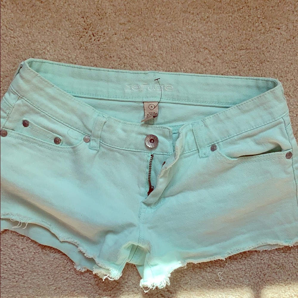 Refuge mint green jean shorts